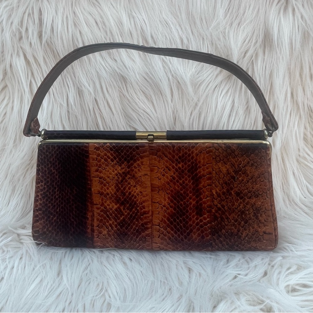 Vtg Sterling Cobra Purse Bag Handbag Snakeskin 60s